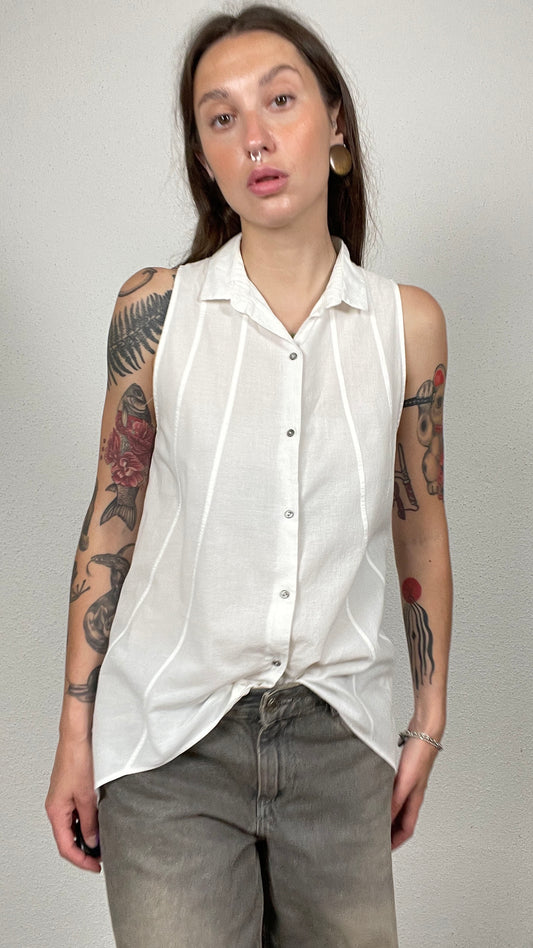 White Helmut Lang Sleeveless Shirt
