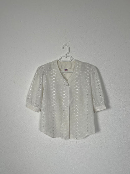 Vintage White Embroidered Blouse