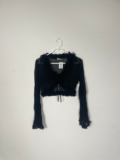 Vintage Black Ruffled Blouse