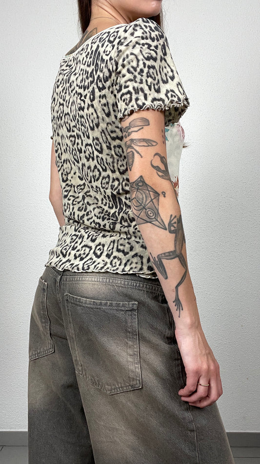 Leopard Floral Mesh Top