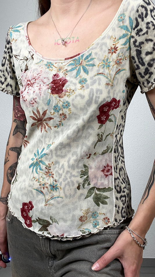 Leopard Floral Mesh Top