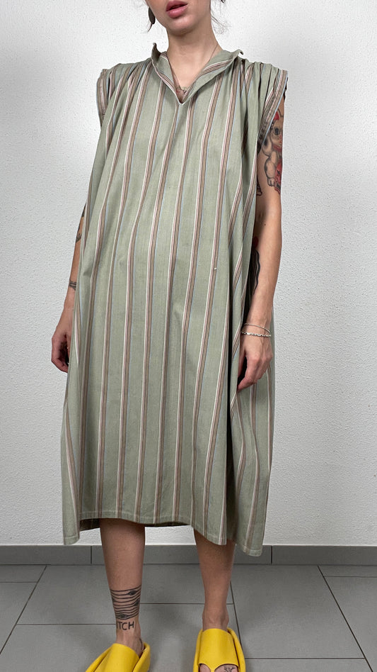 90s Striped Cotton Tent Dress – Vintage