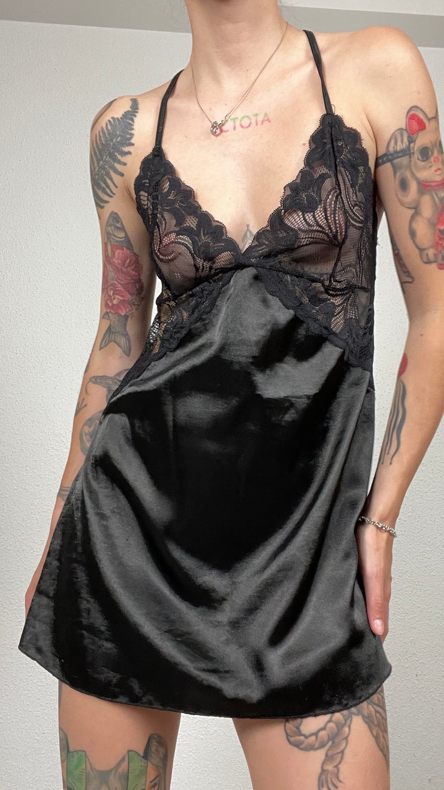 Vintage Y2K Black Lace Slip Dress