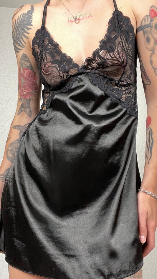 Vintage Y2K Black Lace Slip Dress
