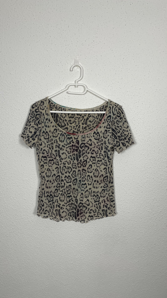 Leopard Floral Mesh Top
