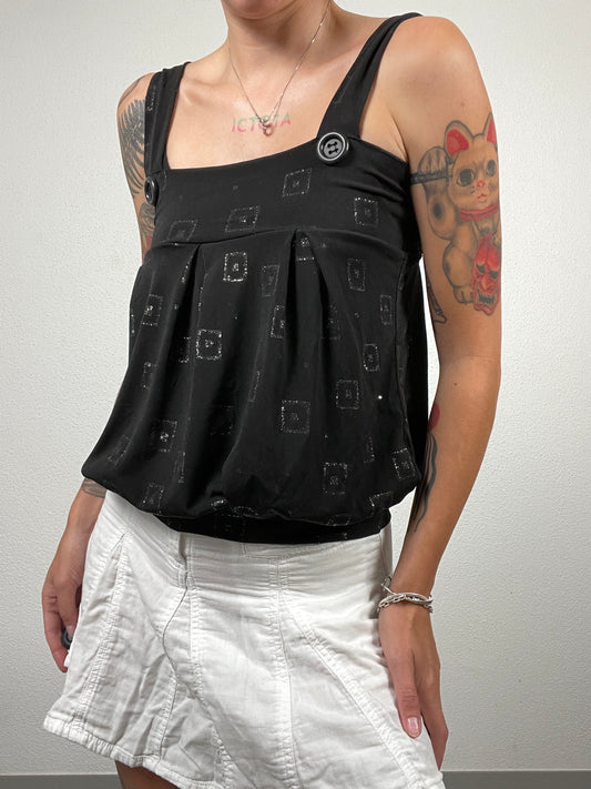 Y2K Black Glitter Tank Top