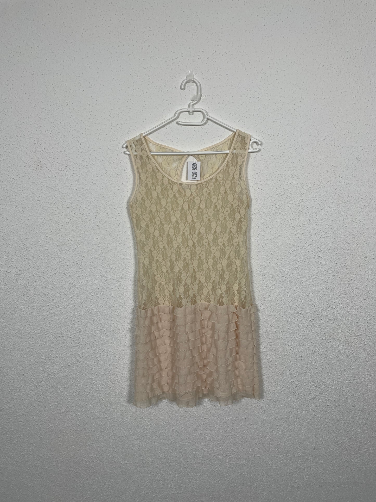 Y2K Cream Lace & Ruffle Mini Dress