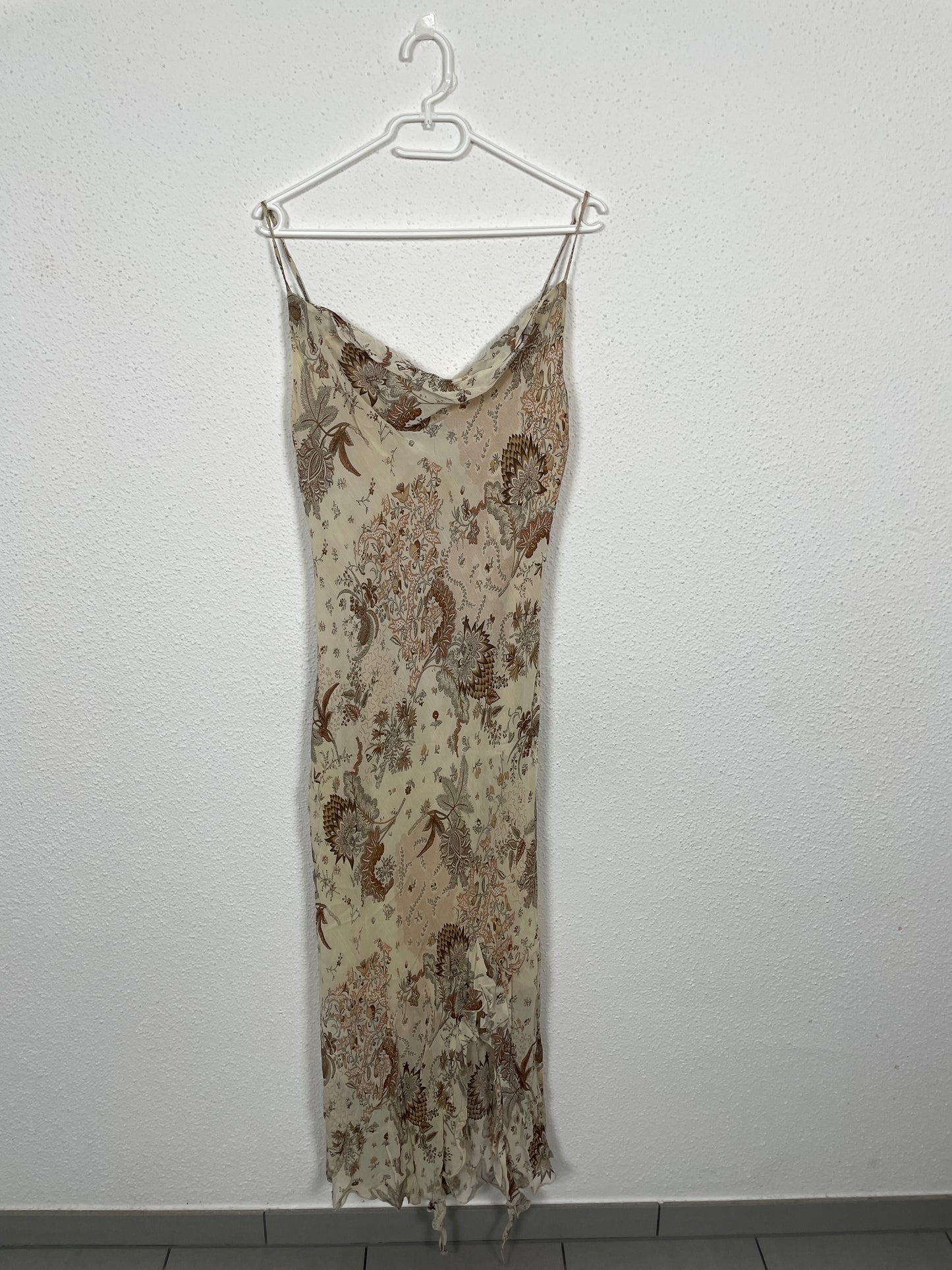Y2K Floral Cream Maxi Slip Dress