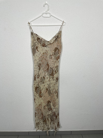 Y2K Floral Cream Maxi Slip Dress