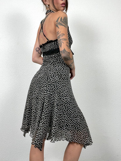 Vintage 2000s Matinée Polka Dot Halter Dress