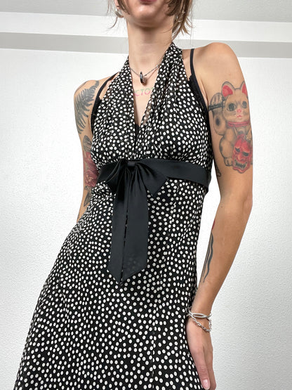Vintage 2000s Matinée Polka Dot Halter Dress