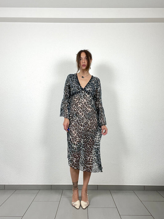 Vintage 2000s Sheer Leopard Dress