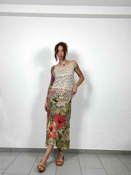 Luisa Cerano 100% Silk Floral Skirt