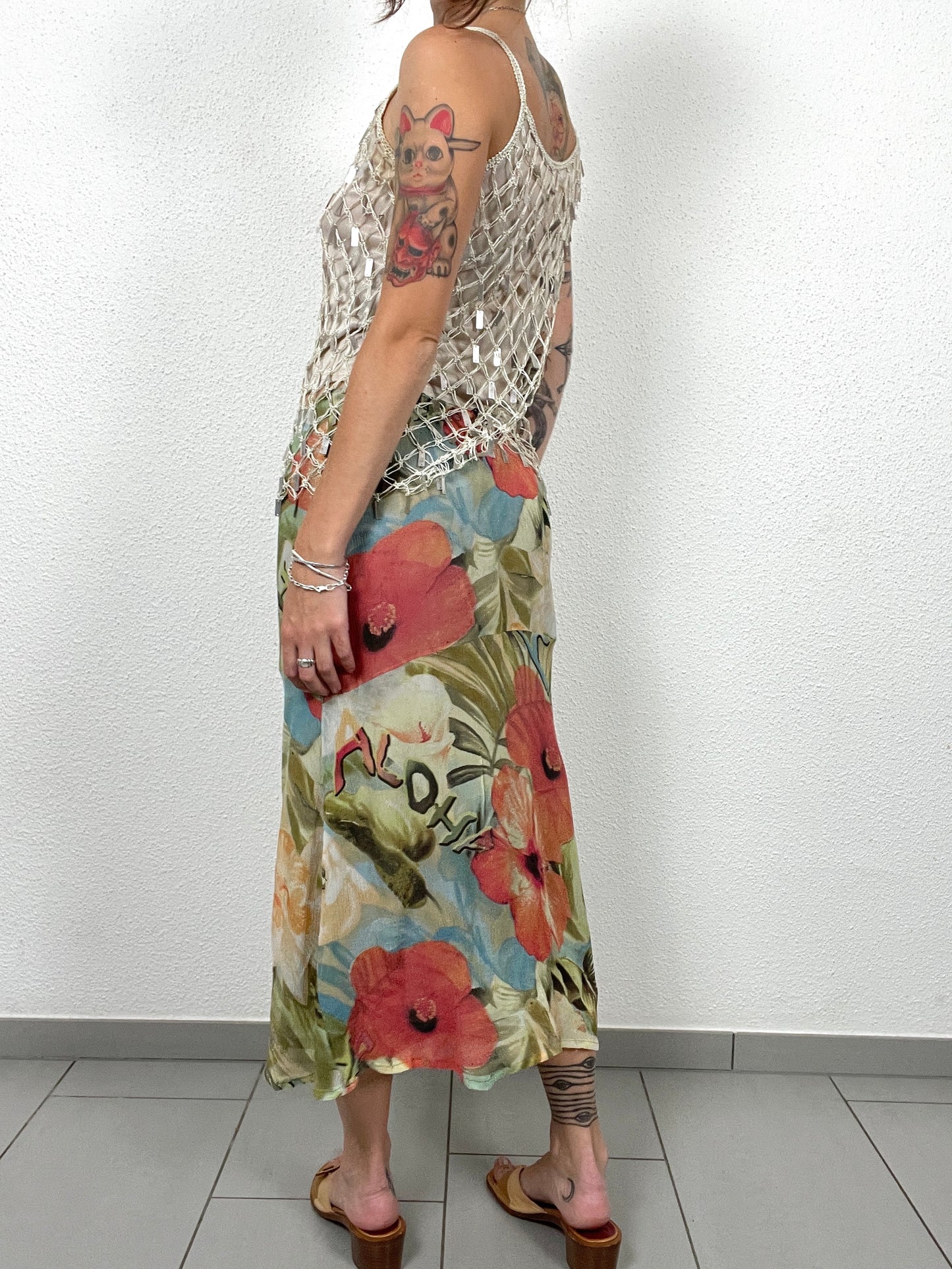 Luisa Cerano 100% Silk Floral Skirt