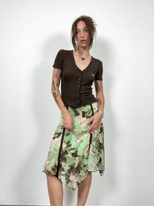 Comma Abstract Print Asymmetrical Skirt