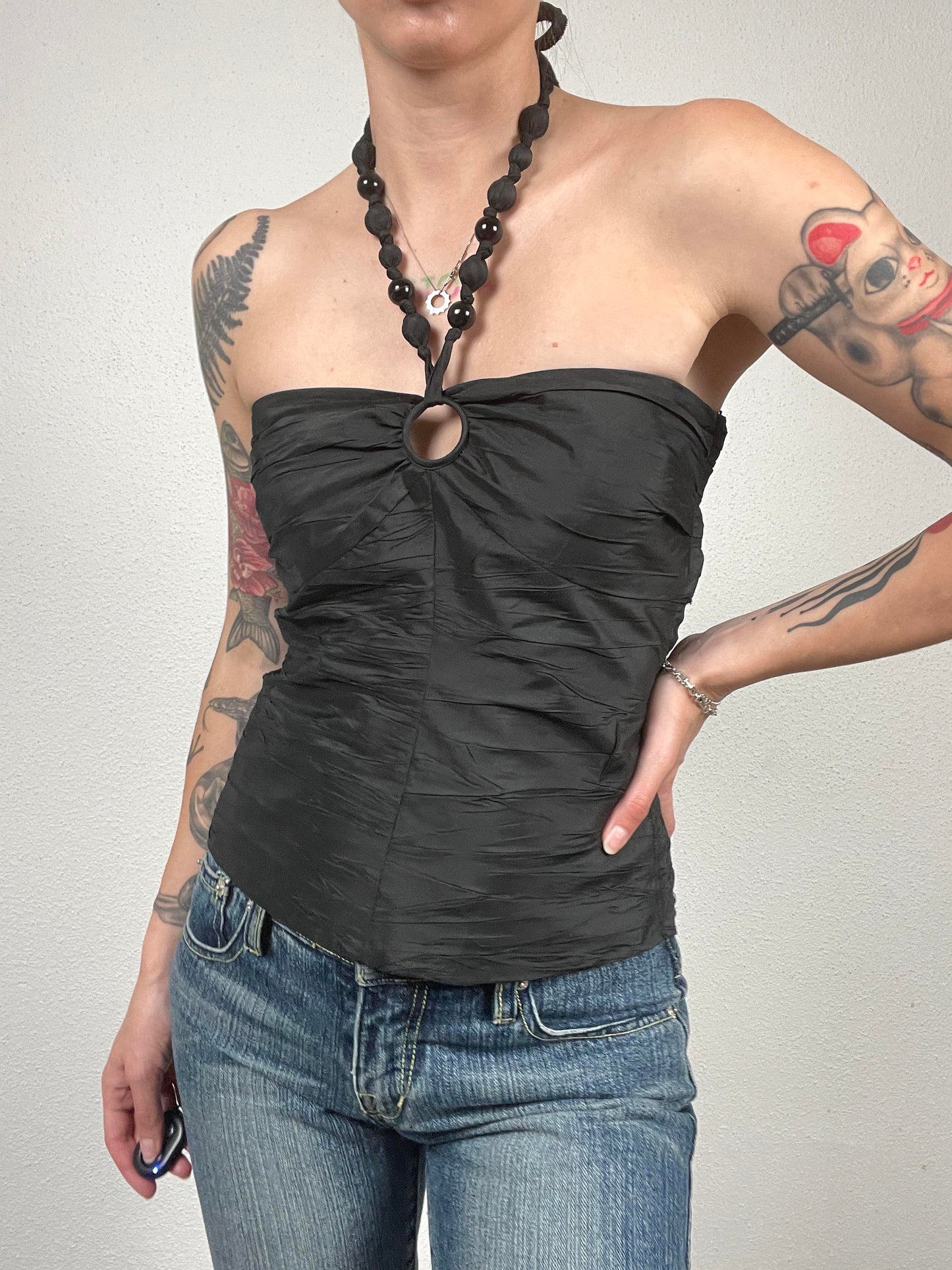 Y2K Black Silk Top