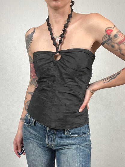 Y2K Black Silk Top