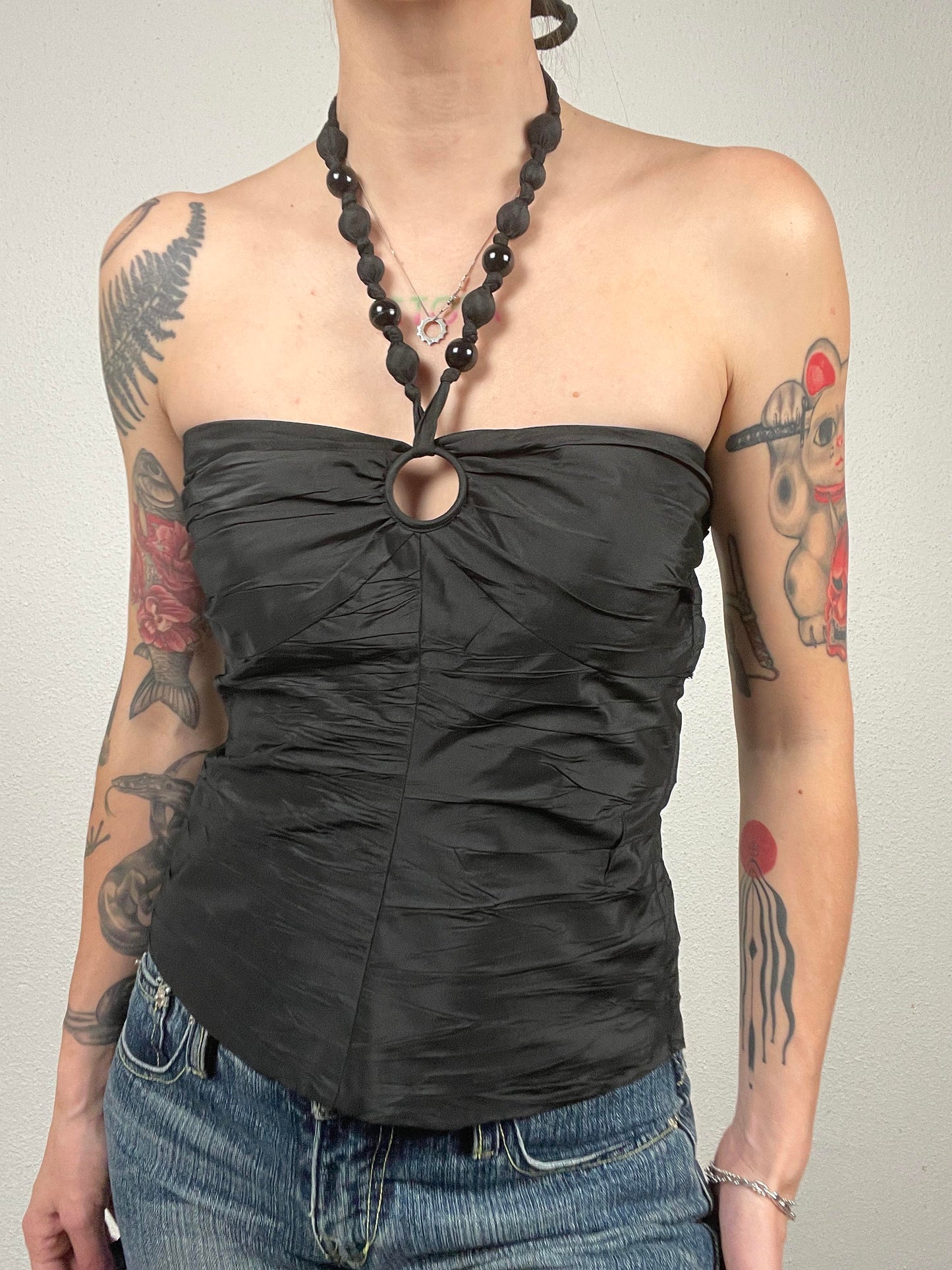 Y2K Black Silk Top