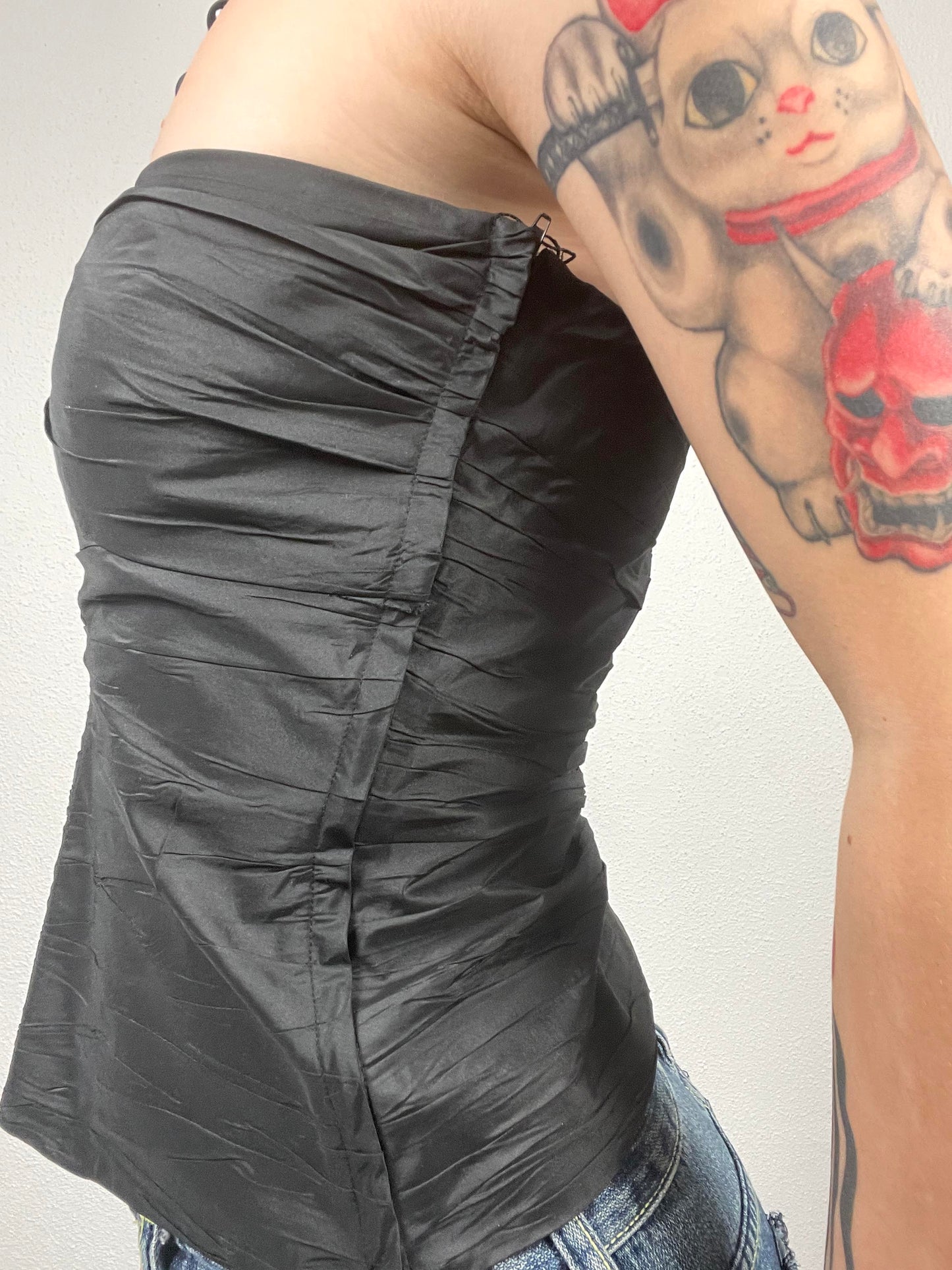 Y2K Black Silk Top