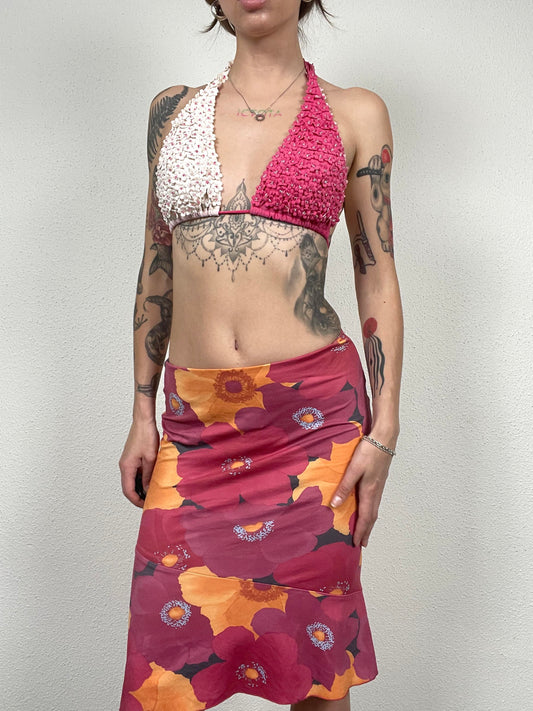 Y2K Stretch Floral Skirt