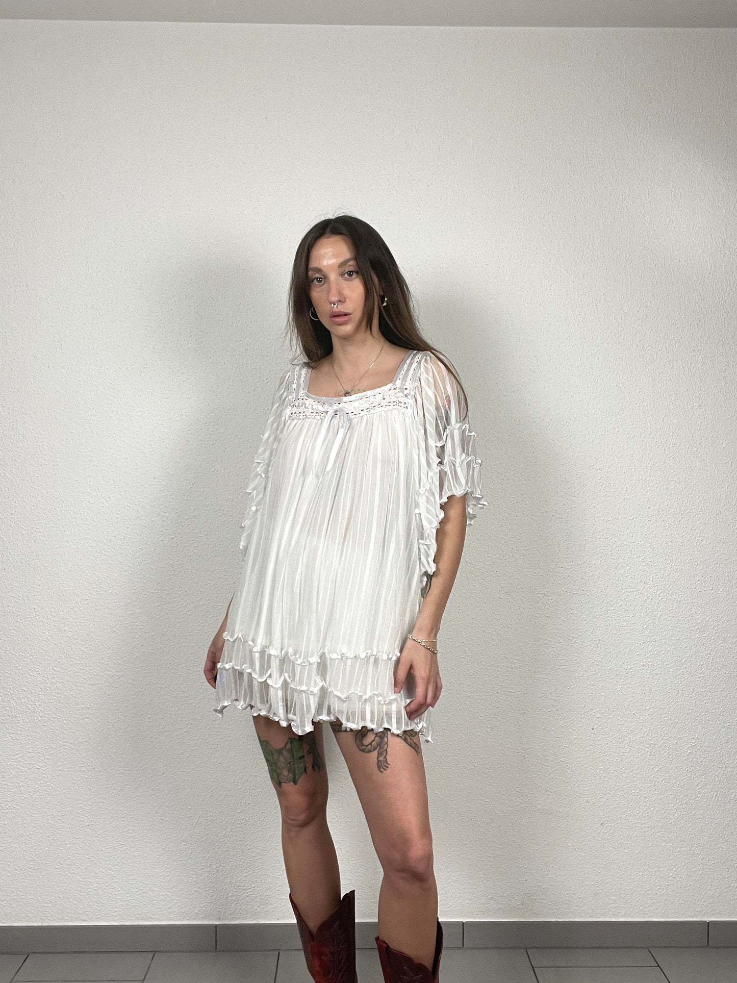 KDK London White Ruffle Tunic