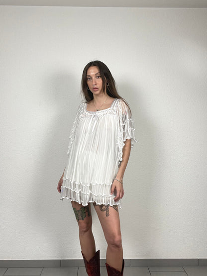 KDK London White Ruffle Tunic