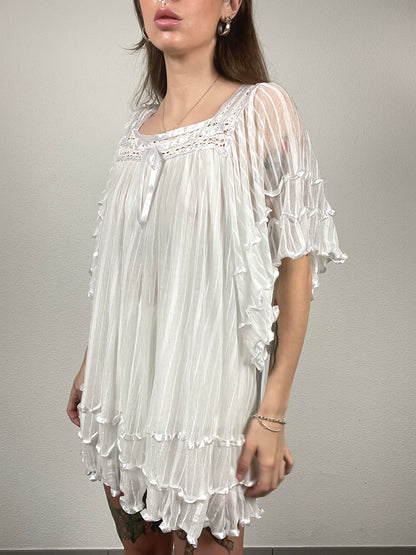 KDK London White Ruffle Tunic
