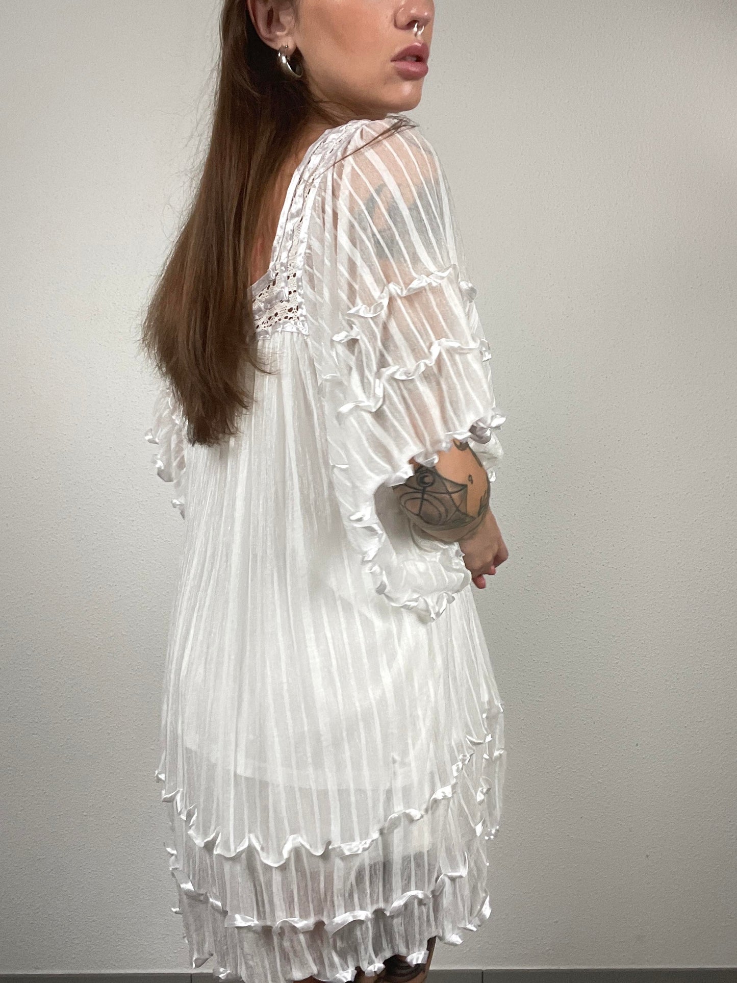 KDK London White Ruffle Tunic