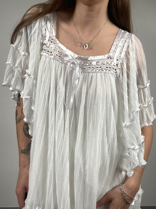 KDK London White Ruffle Tunic