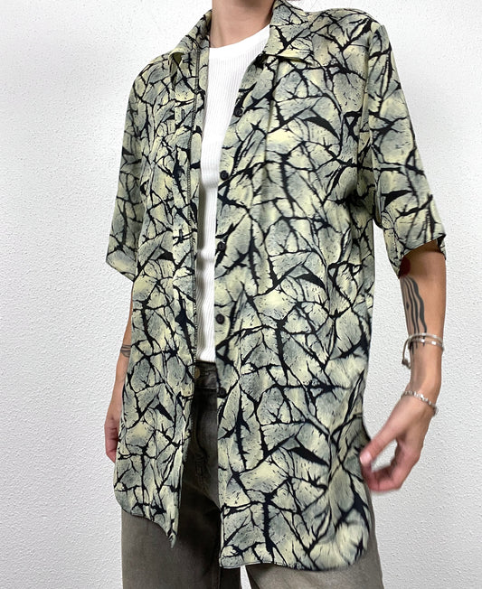Vintage Abstract Leaf Print Shirt