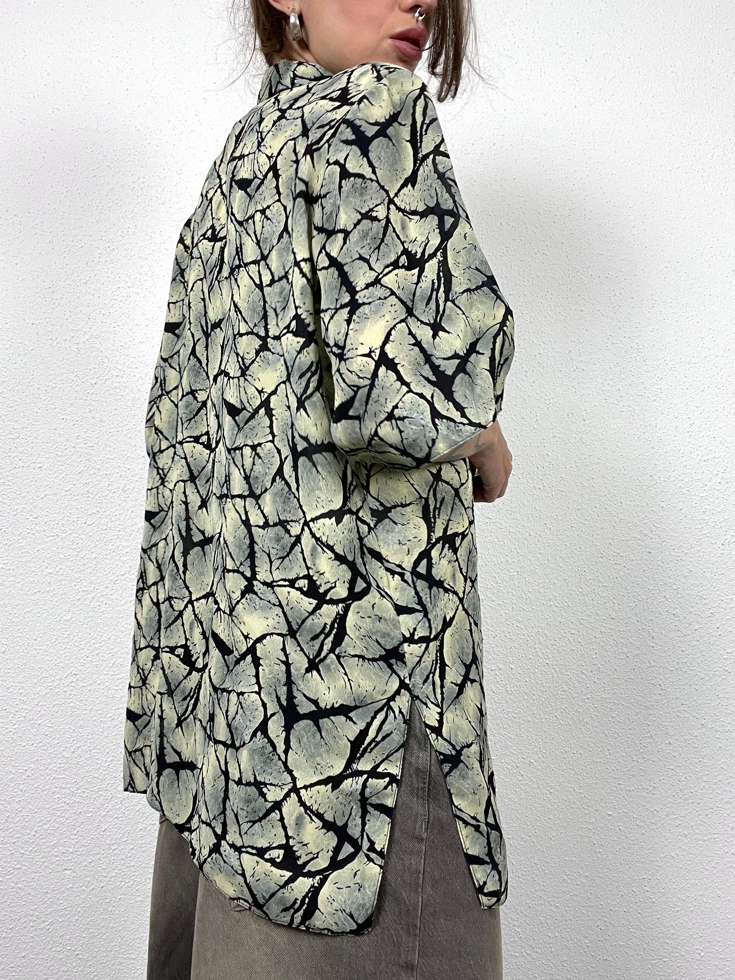 Vintage Abstract Leaf Print Shirt