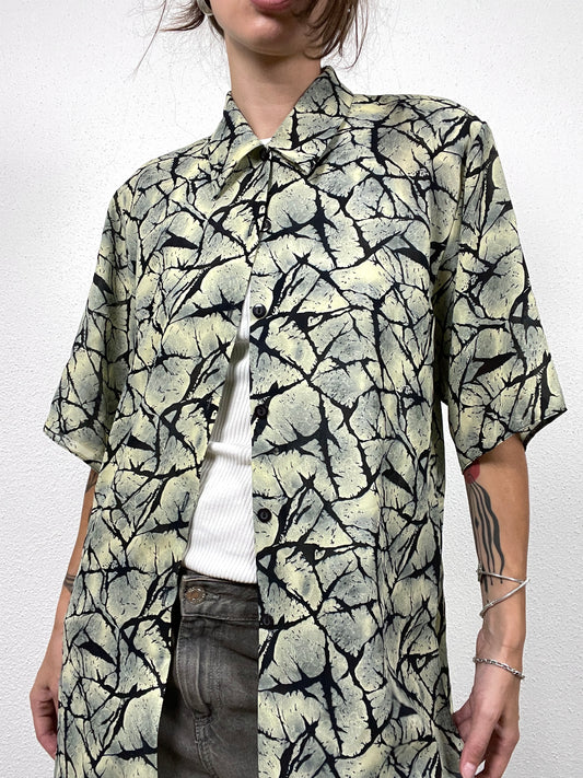 Vintage Abstract Leaf Print Shirt