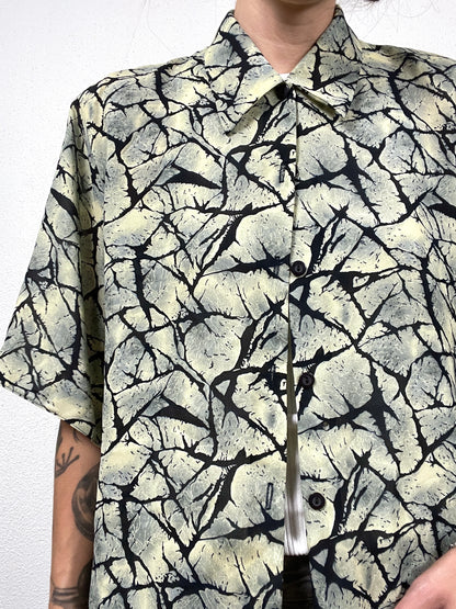 Vintage Abstract Leaf Print Shirt