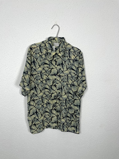 Vintage Abstract Leaf Print Shirt