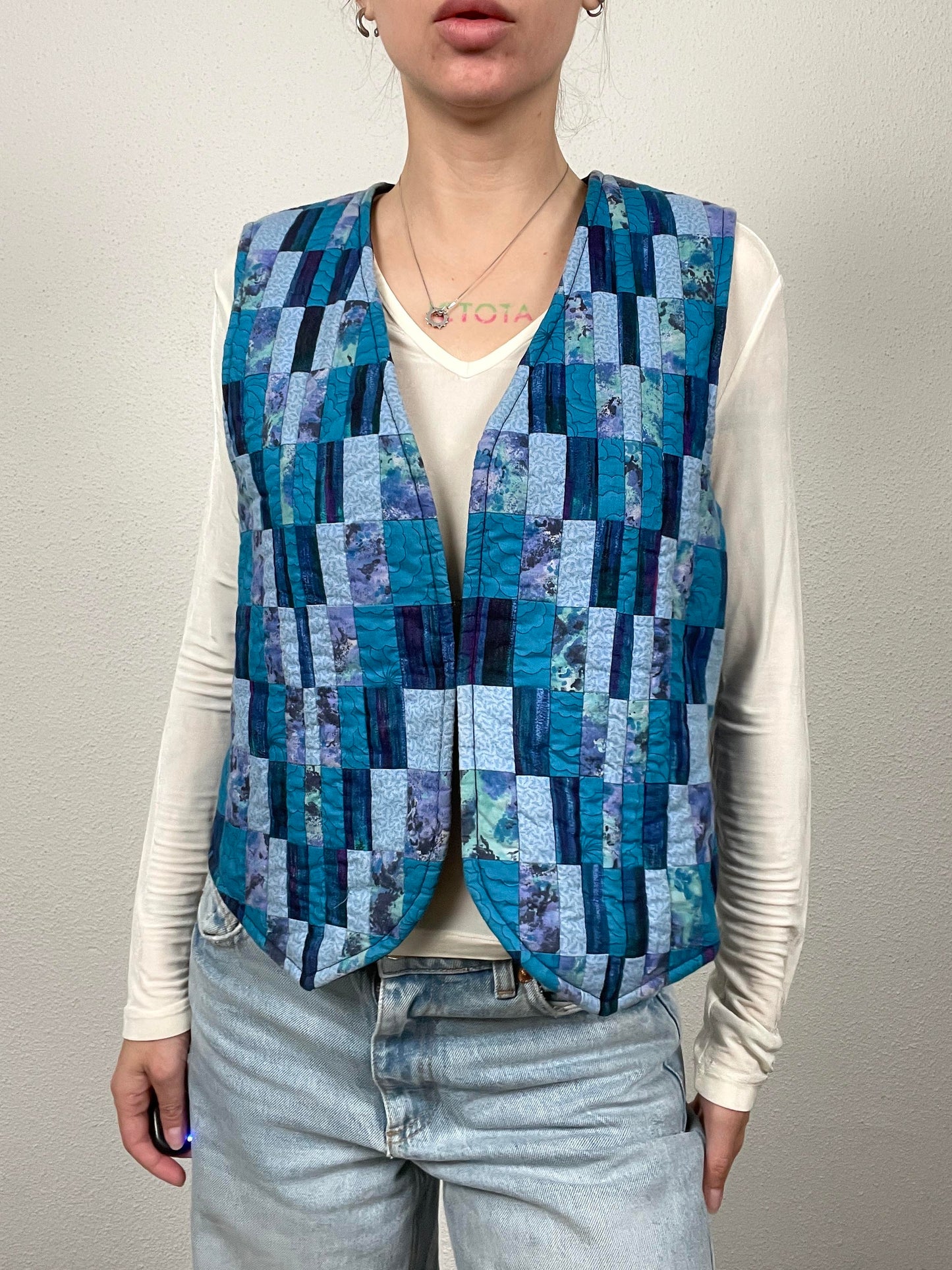 Vintage 80s Quilted Patchwork Vest