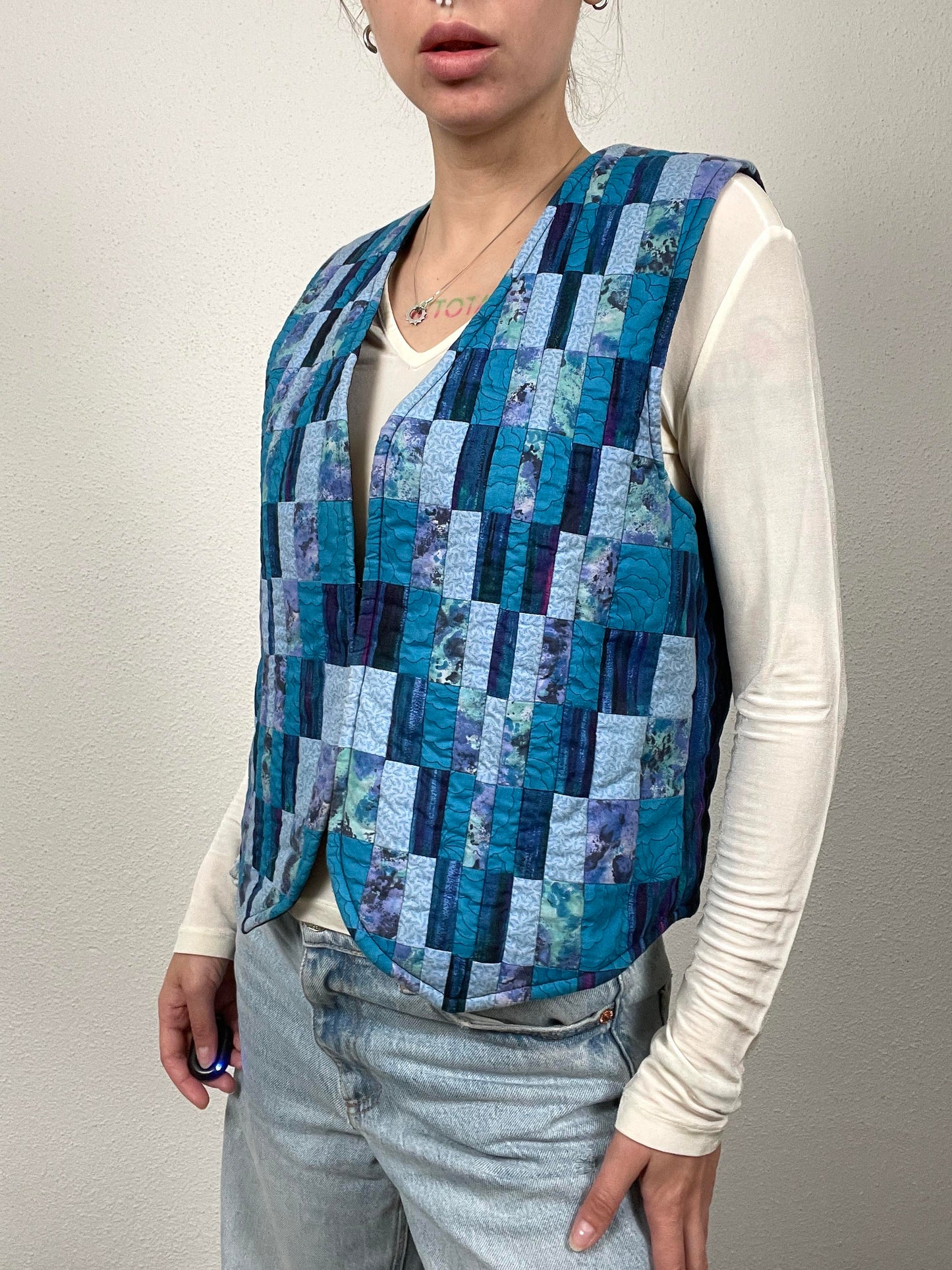 Vintage 80s Quilted Patchwork Vest