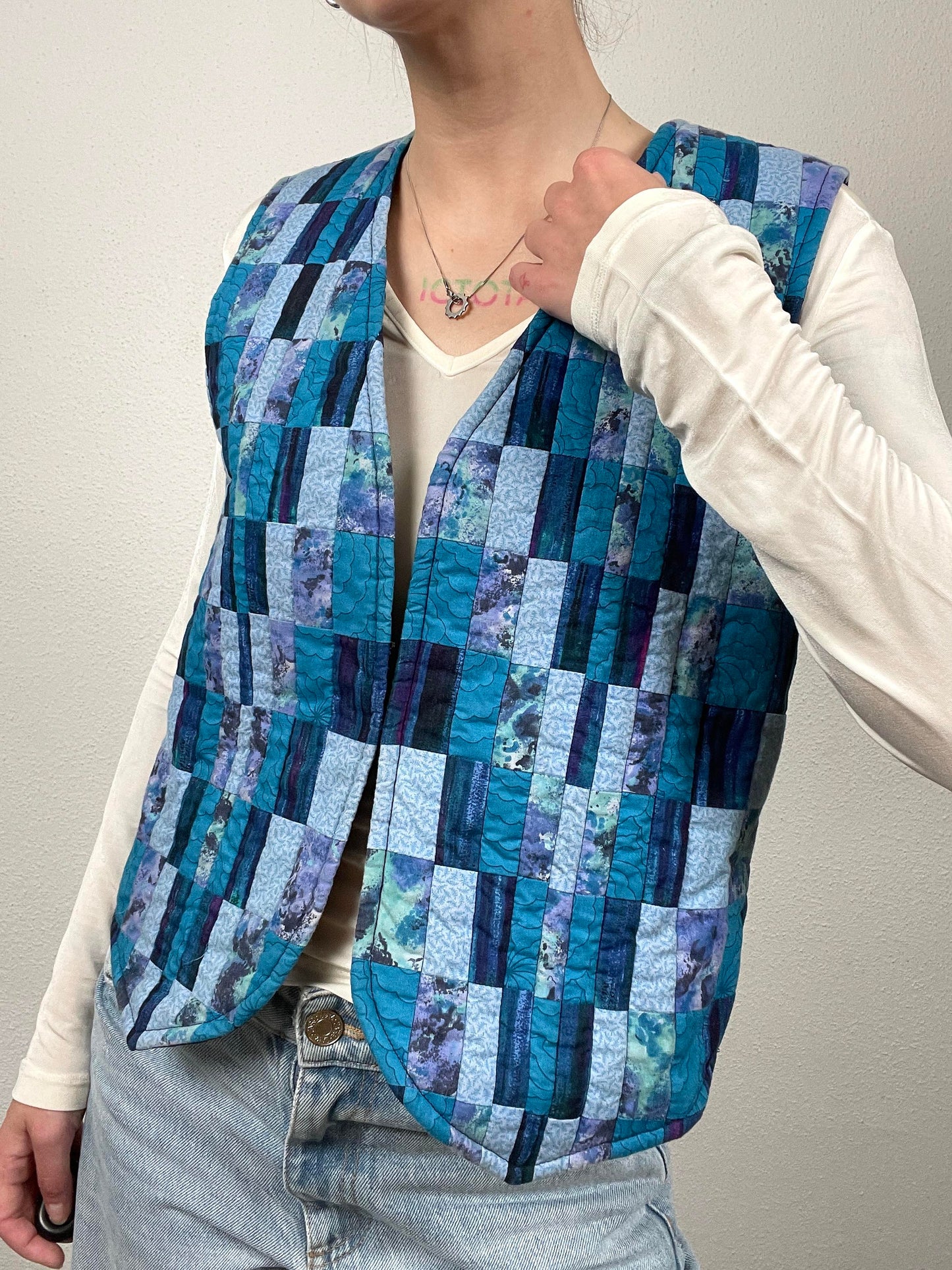 Vintage 80s Quilted Patchwork Vest