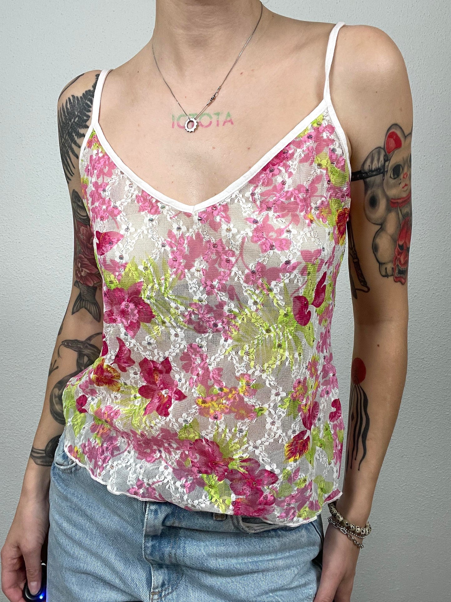 Vintage Y2K floral lace cami
