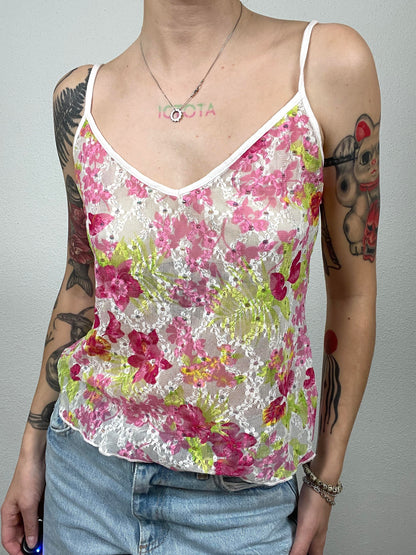 Vintage Y2K floral lace cami