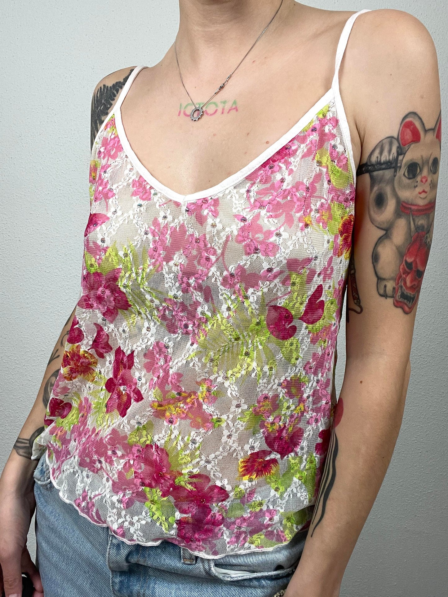 Vintage Y2K floral lace cami