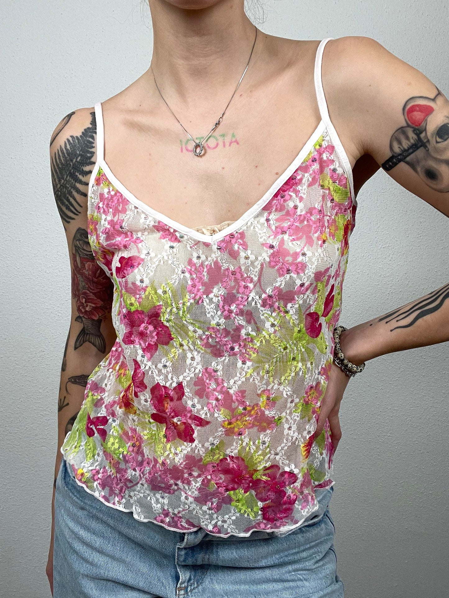 Vintage Y2K floral lace cami
