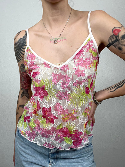 Vintage Y2K floral lace cami