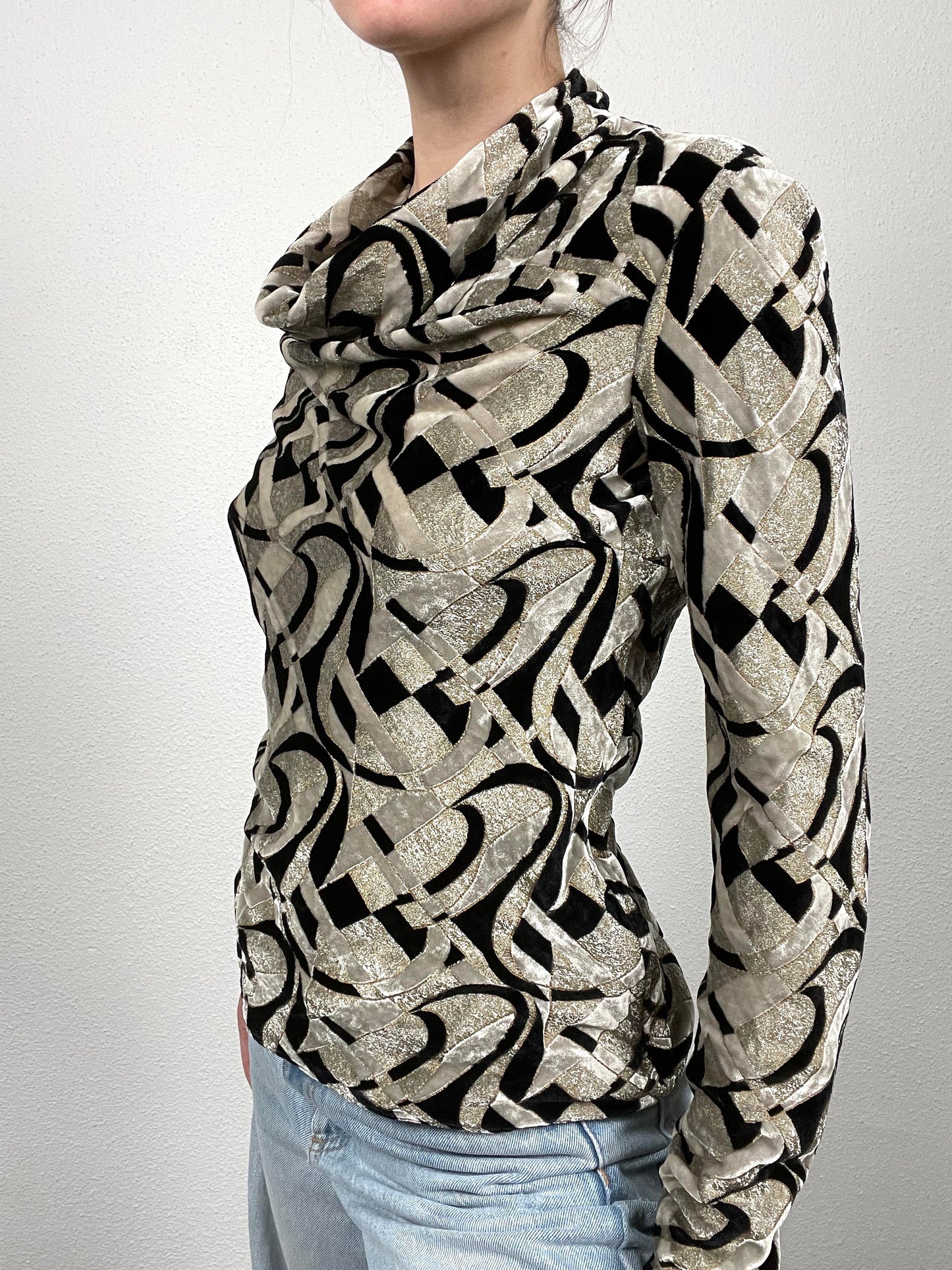 Etro Metallic Velvet Cowl Top