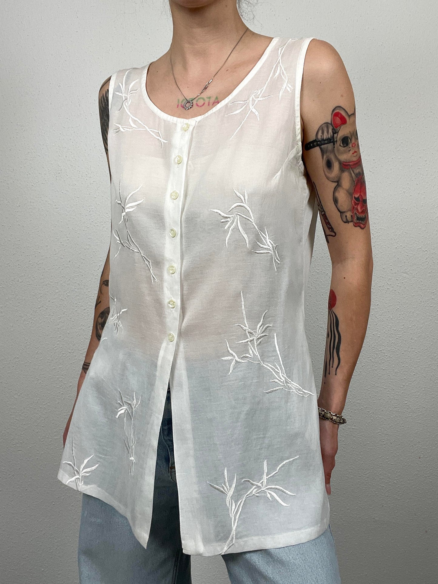 Vintage Embroidered Sleeveless Top