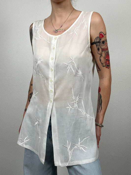 Vintage Embroidered Sleeveless Top