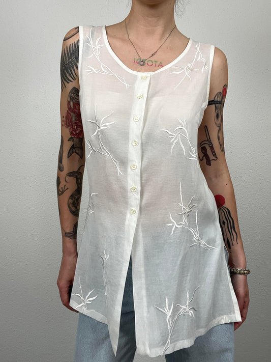 Vintage Embroidered Sleeveless Top