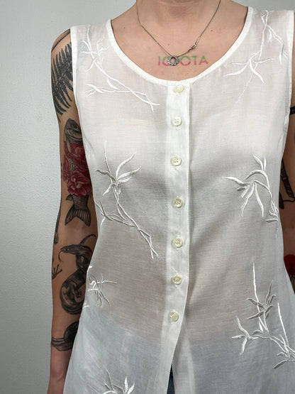 Vintage Embroidered Sleeveless Top