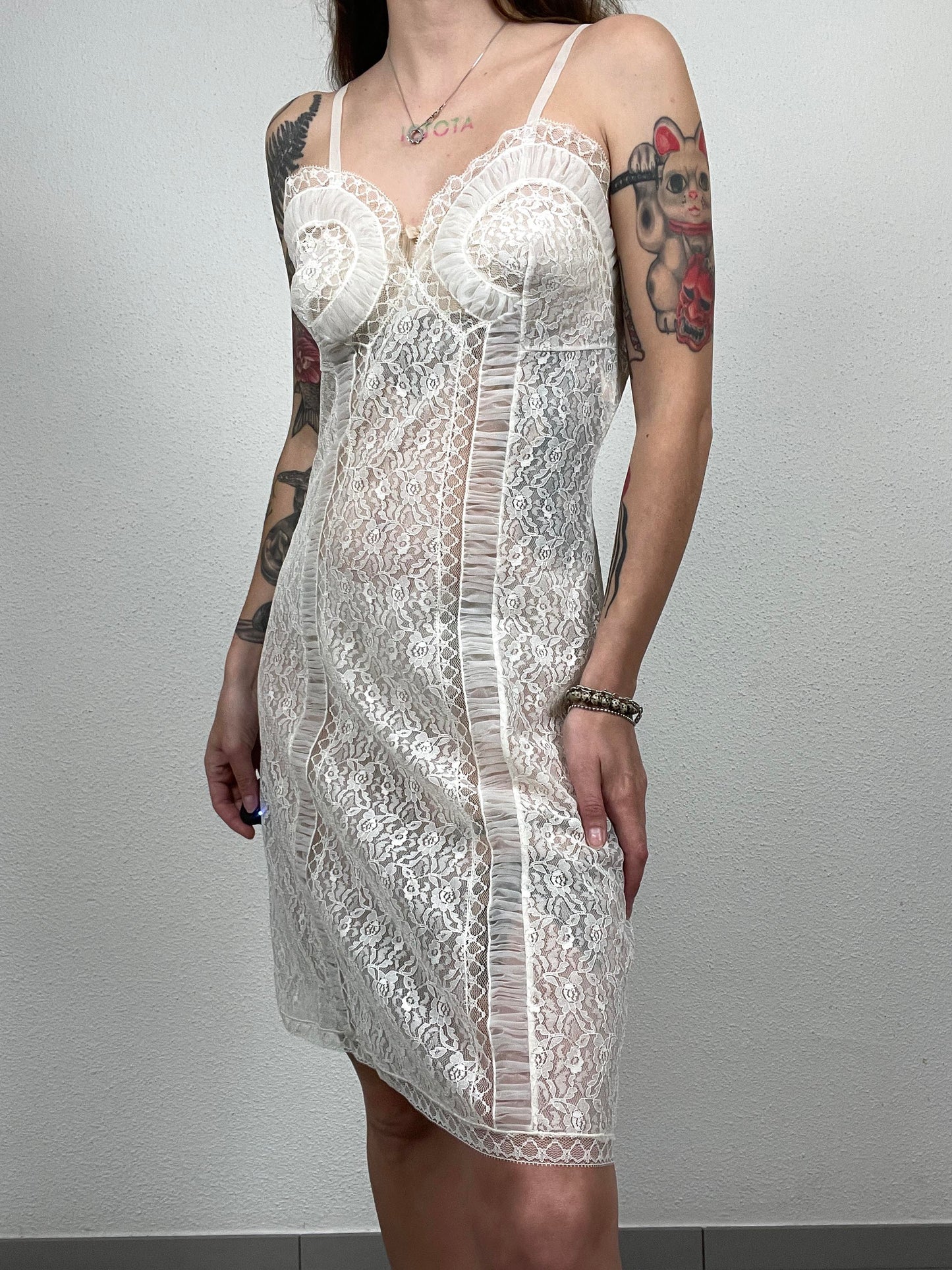 Vintage White Lace Slip Dress