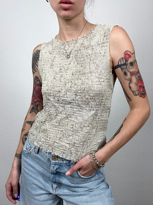 Vintage Eva Lacres Taupe Top