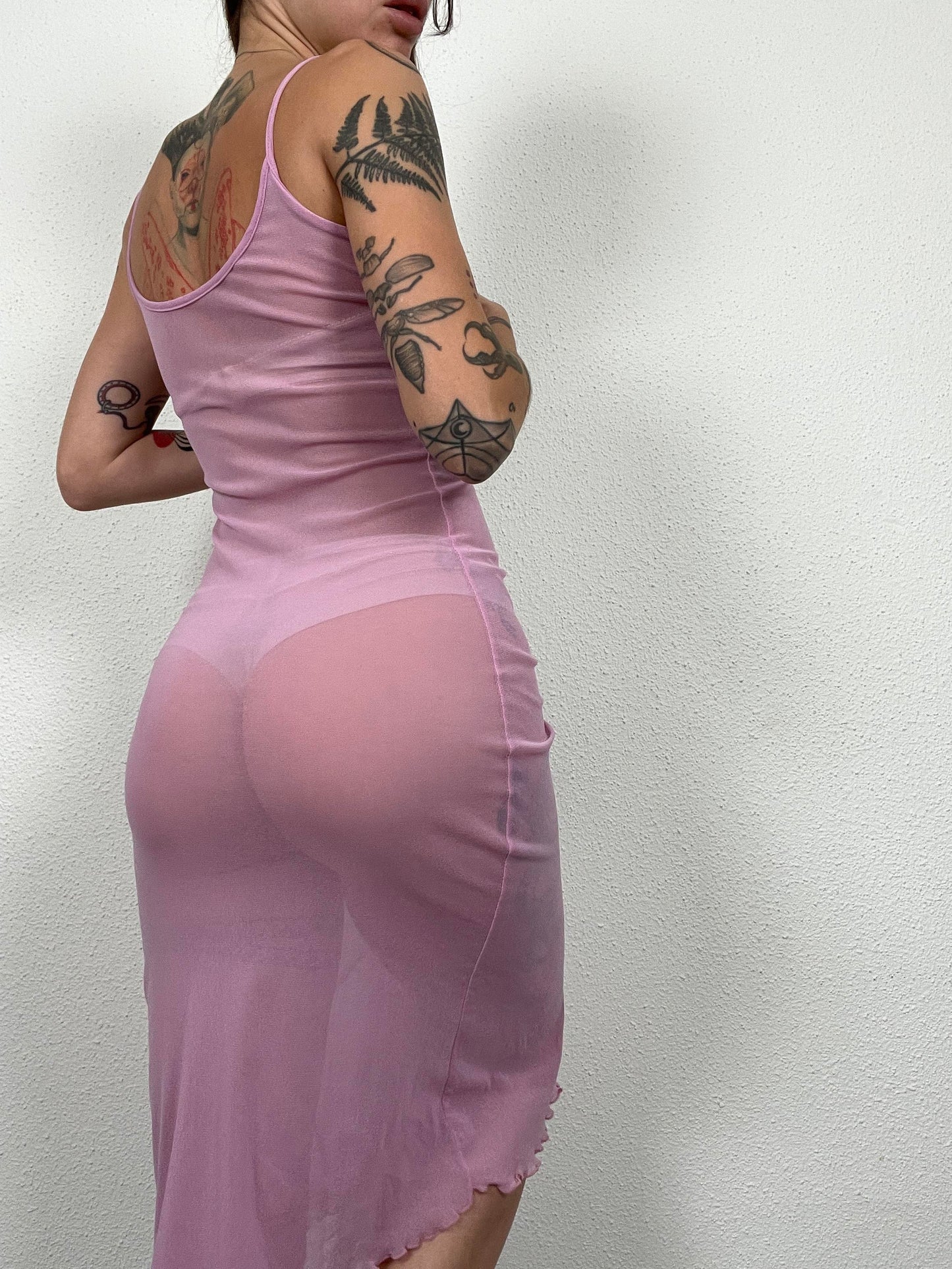 Y2K vintage lilac mesh midi dress